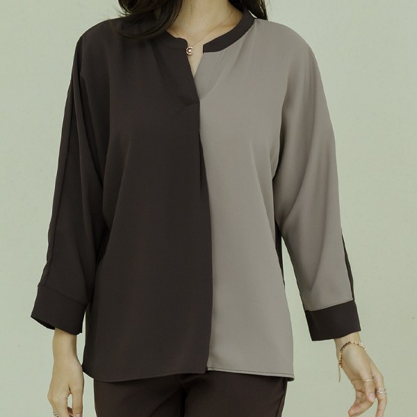 Half-color blouse TBD4131