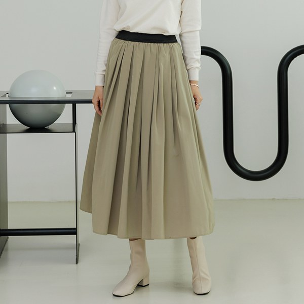 Ponte Band Pleated Skirt SKD4005