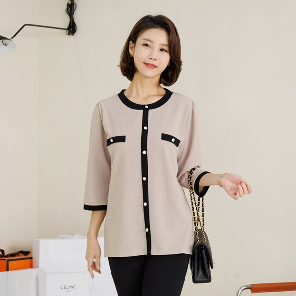 Coren color matching cardigan tee TBB4046