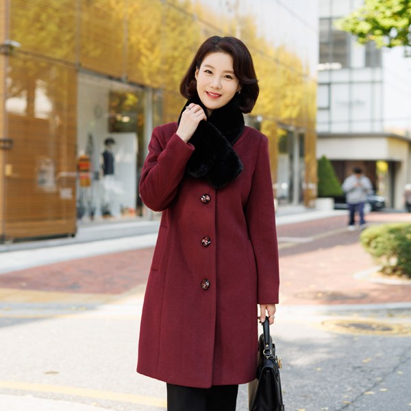 [THE BLACK] Mink Set Alpaca Coat OUA6053