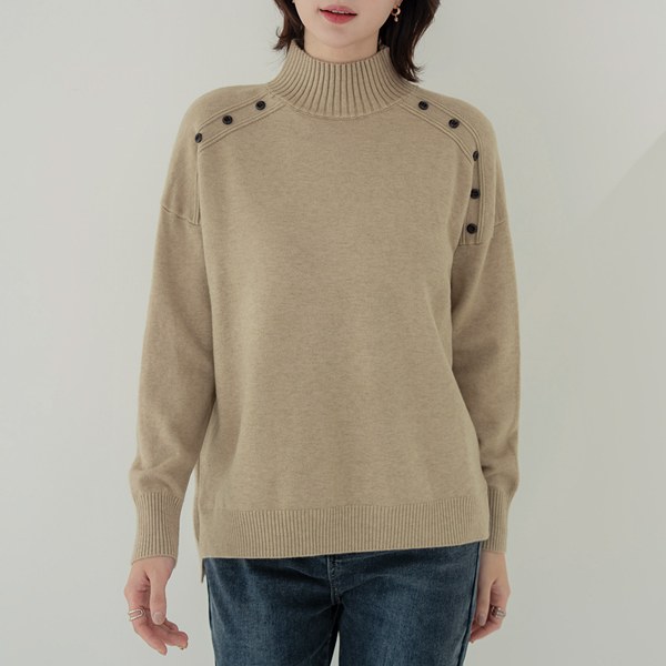 [MADE D] Straight fit knit (half-button uneven) KND6010