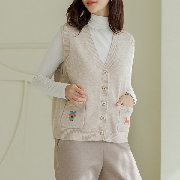 NATER CASHMIRE OWL KNIT VEST VED6013