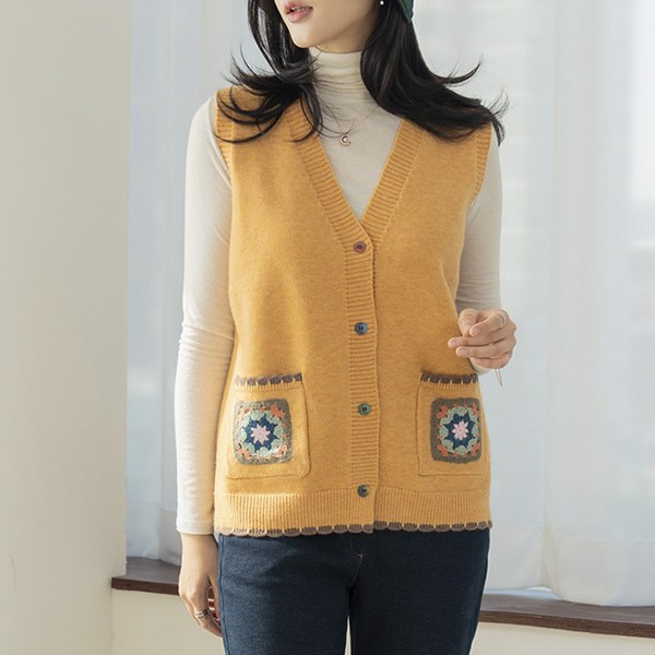 Limoges Flower Knit Vest VED6018