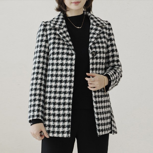 COCHA CHECK WOOL COAT OUD6069