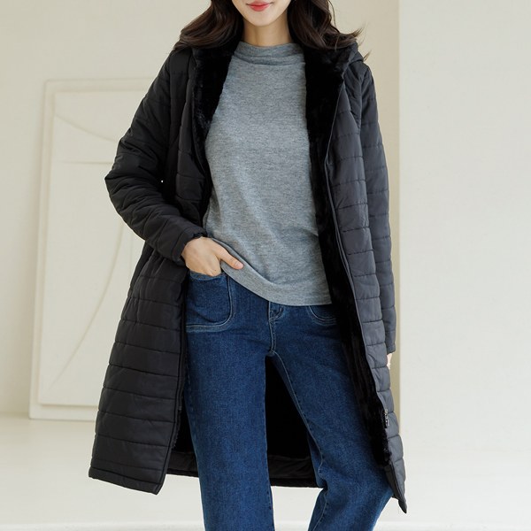 Deli Chic Fur Hooded Padding Jumper (Inner Fur) OUA6092 