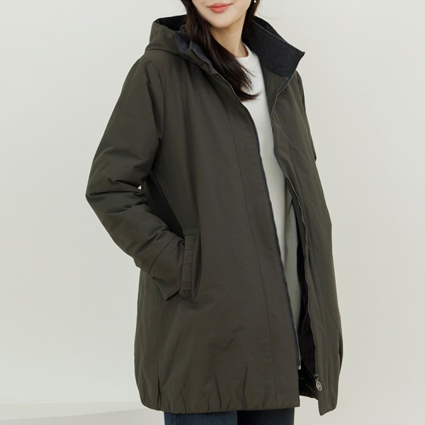 Muji Check Point Hooded Jumper (Inner Fur) OUZ5909