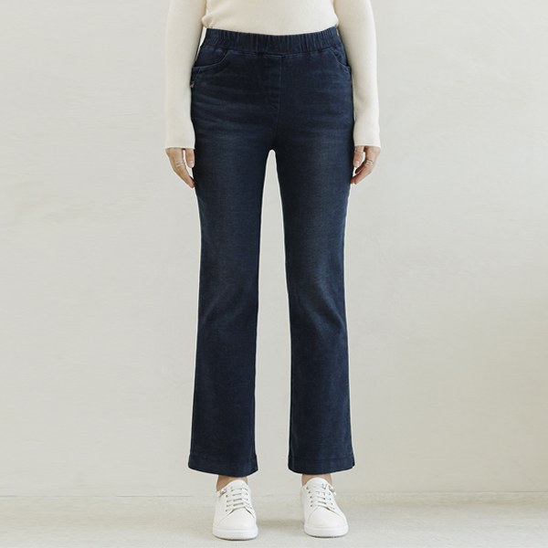 Mild-grained bootcut denim pants PTD6106